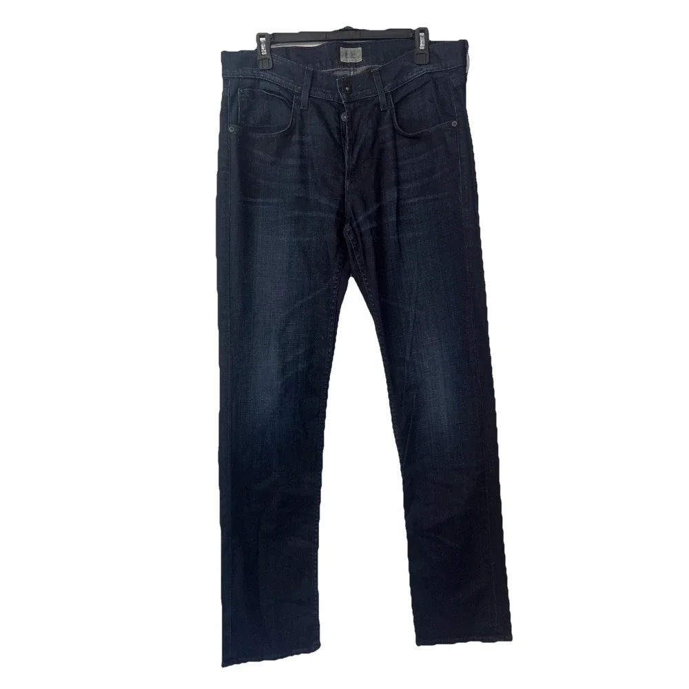 Hudson Byron Five Pocket Str Jeans Mens Size 33/34 Dark Blue Denim‎ Button Fly